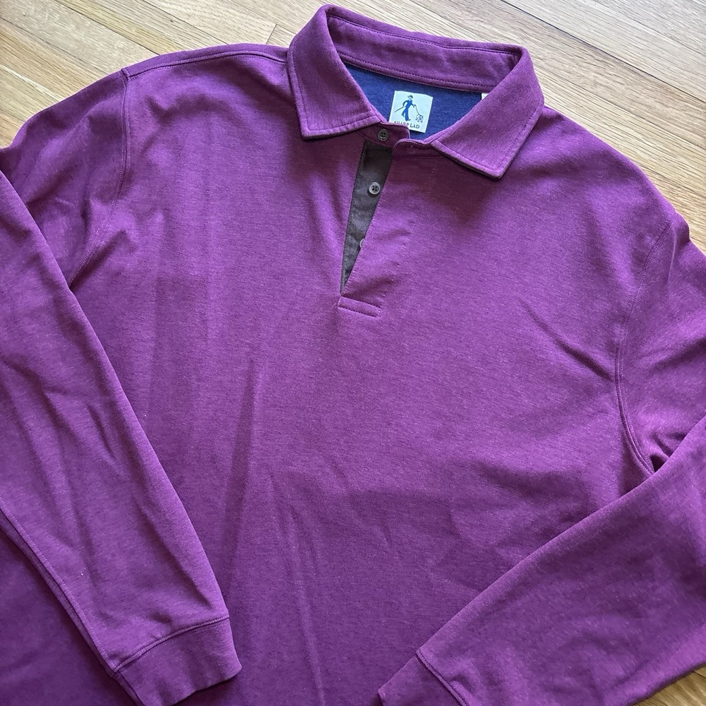 Sharp Lad Polo Long Sleeve Shirt Men Size XXL Burgundy Heavyweight‎ Golf Preppy